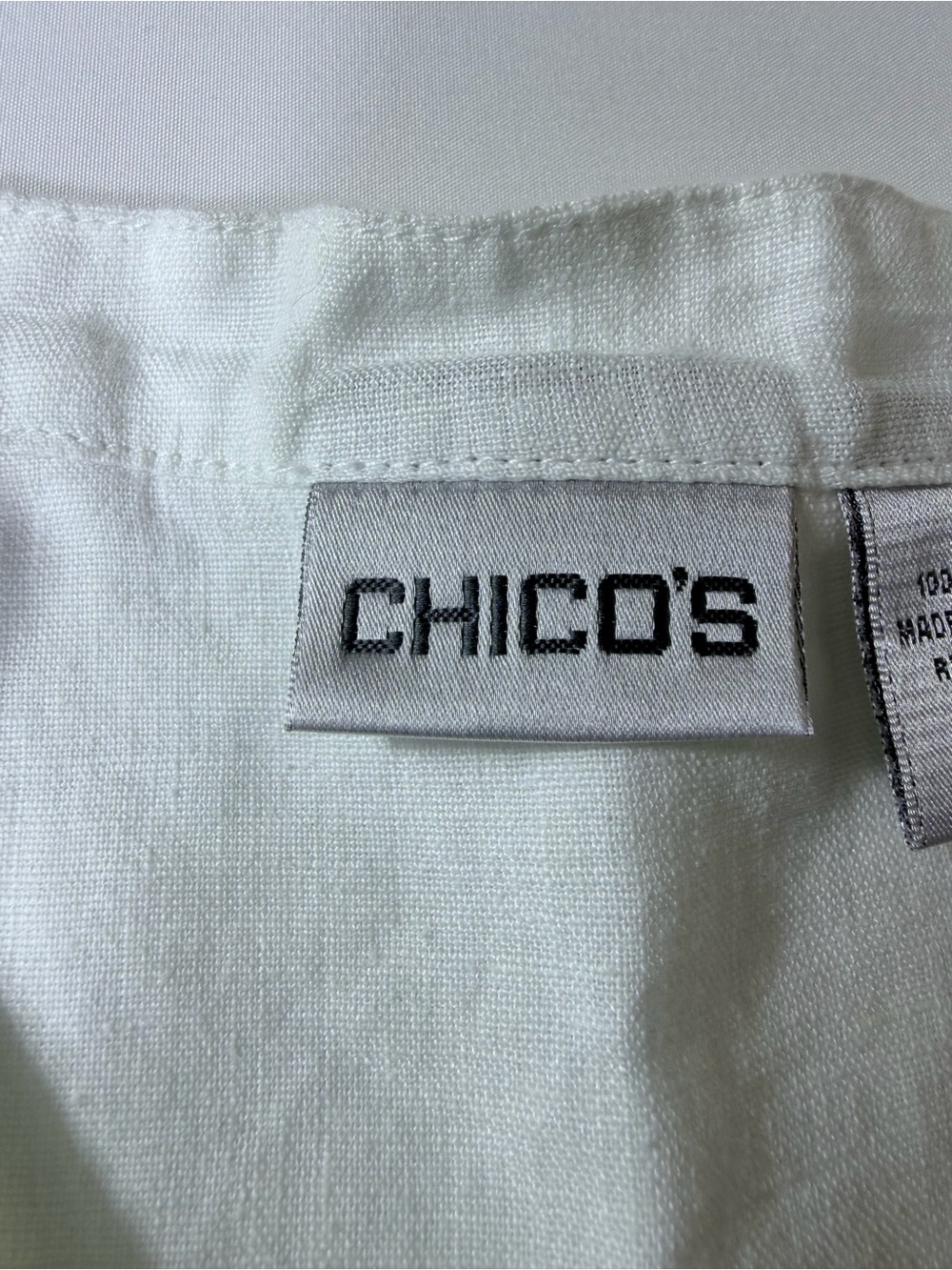 Chico's White 100% Linen Casual Button-Down Shirt Size 3 Women’s XL 16 - Picture 4 of 11